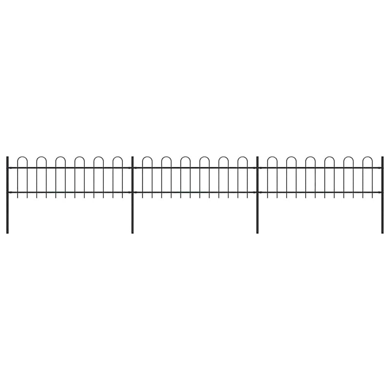 Vidaxl Garden Fence con top rotondo 5,1x0,6 m in acciaio nero