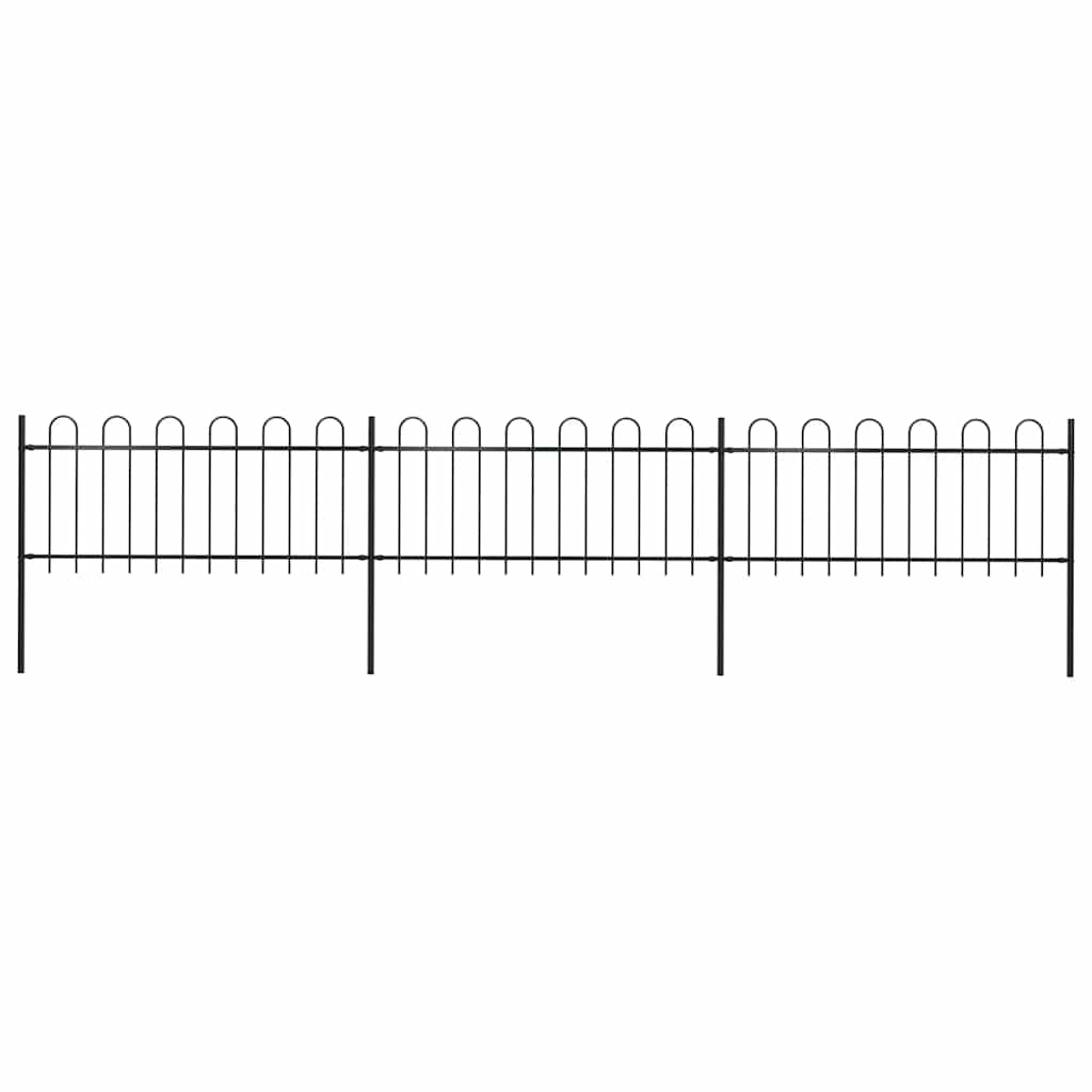 Vidaxl Garden Fence con top rotondo 5,1x0,8 m in acciaio nero