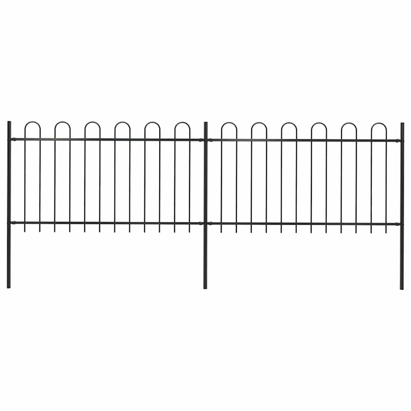Vidaxl Garden Fence con top redonda de 3.4x1 m de acero negro