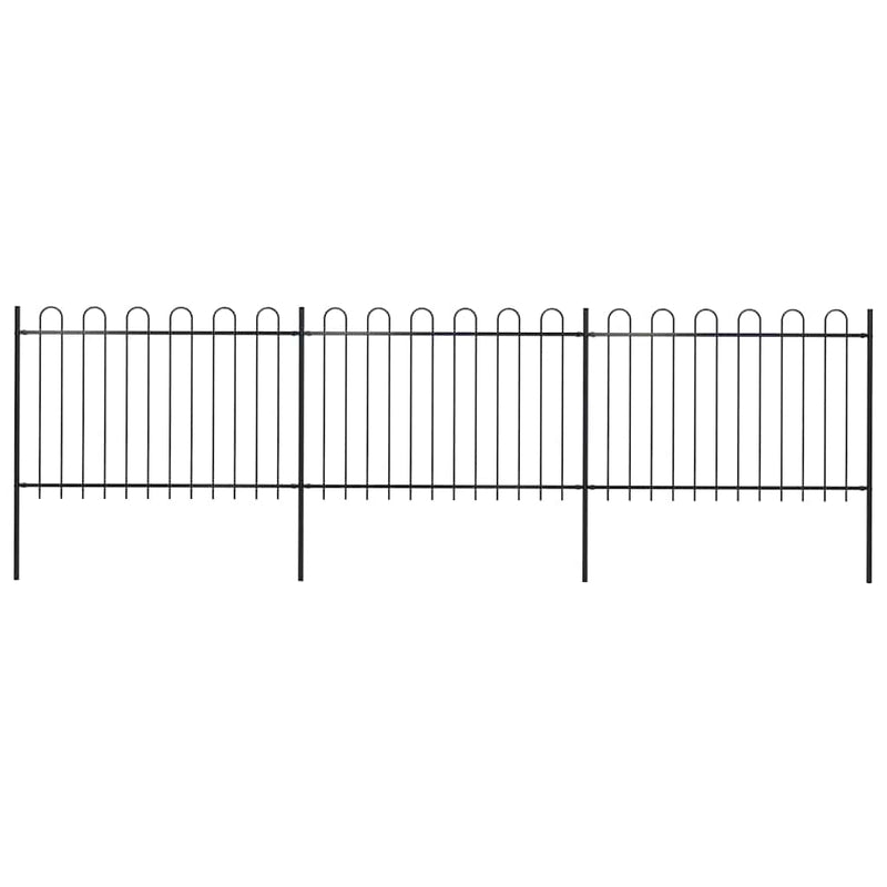 Vidaxl Garden Fence con top redonda 5.1x1.2 m de acero negro