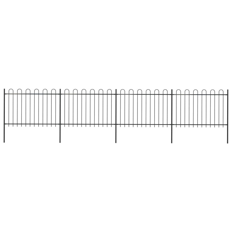Vidaxl Garden Fence con top rotondo 6,8x1,2 m in acciaio nero