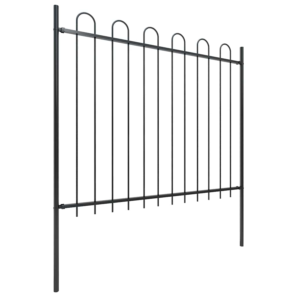 Recinzione da giardino VidaXL con parte superiore ad anello in acciaio 537x150 cm nera