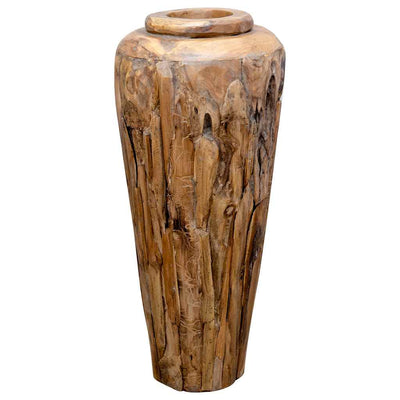 Vidaxl decoratievaas 40x100 cm massief teakhout