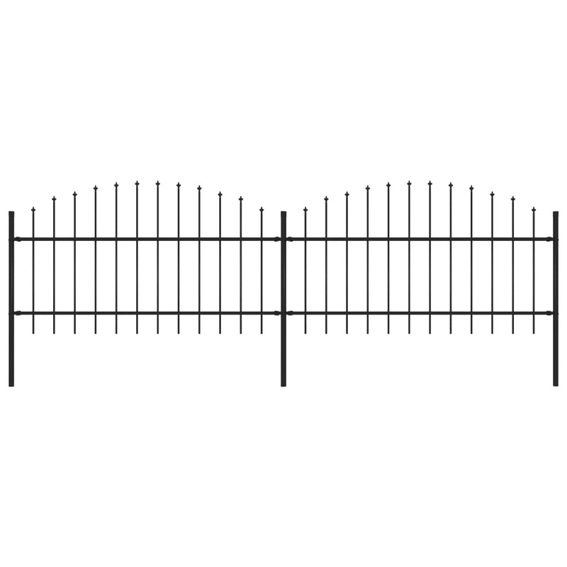 Vidaxl Garden Fence con Spears Top (1-1.25) x3,4 m in acciaio nero