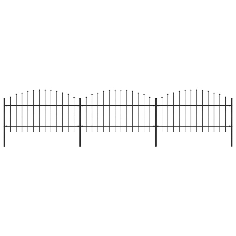 Vidaxl Garden Fence With Spears Top (1-1.25) x5.1 M de acero negro