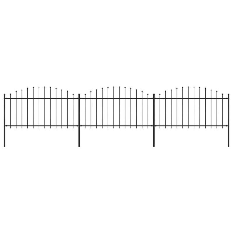 Vidaxl Garden Fence with Spears Top (1.25-1.5) x5.1 m in acciaio nero