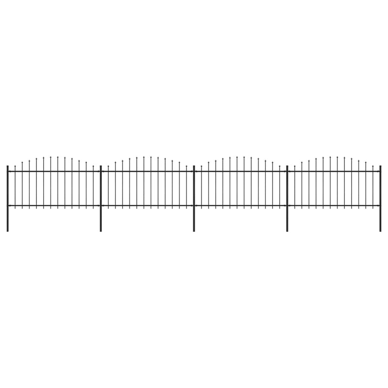 VidaXL Tuinhek met speren bovenkant (1,25-1,5)x6,8 m staal zwart