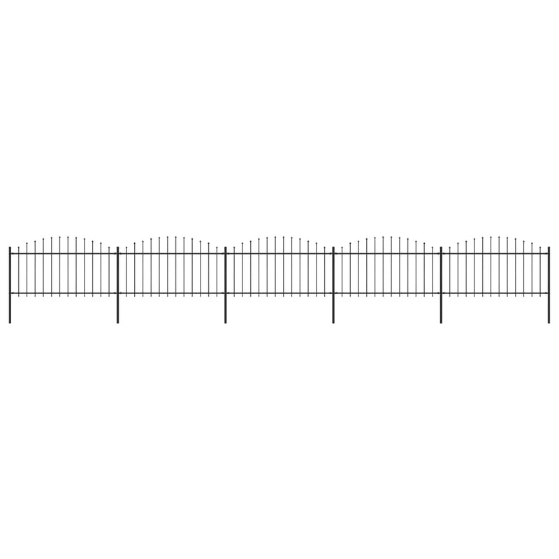 VidaXL Tuinhek met speren bovenkant (1,25-1,5)x8,5 m staal zwart