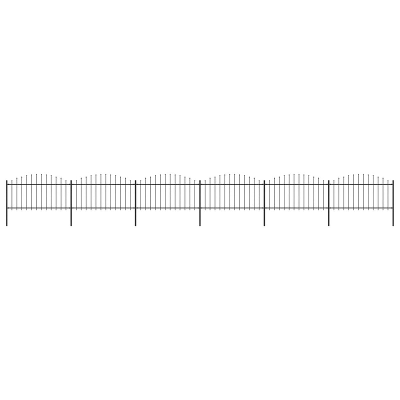 Vidaxl Garden Fence con Spears Top (1.25-1.5) x10.2 m in acciaio nero
