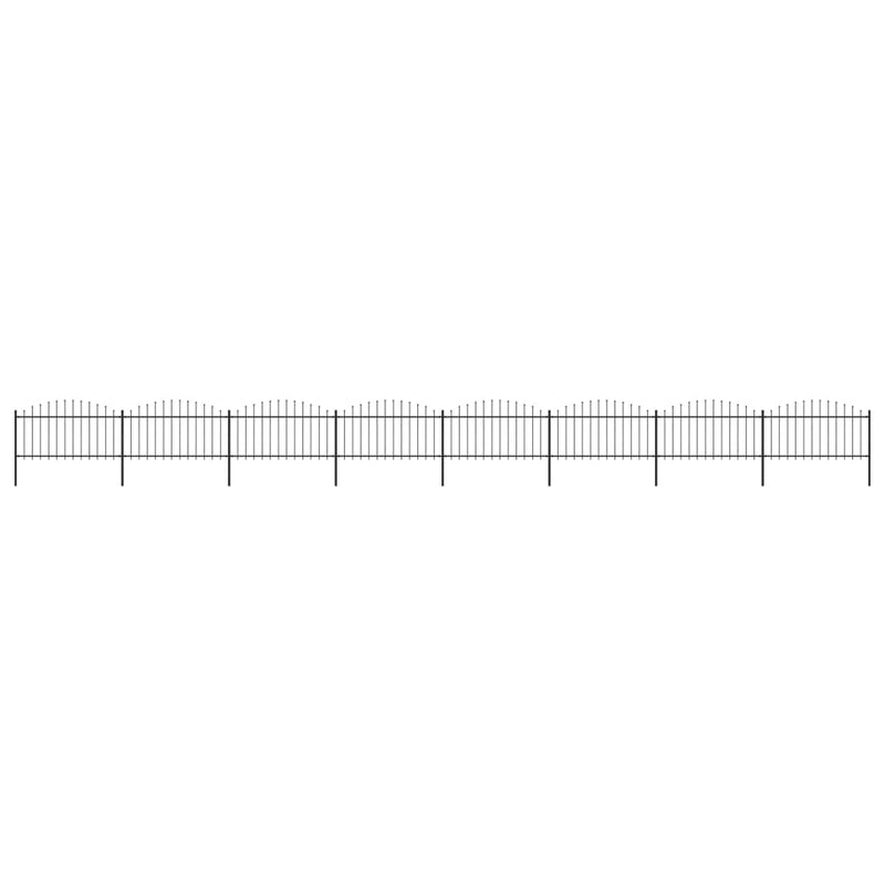 Vidaxl Garden Fence With Spears Top (1.25-1.5) x13.6 m de acero negro