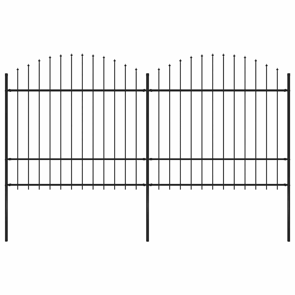 Vidaxl Garden Fence con Spears Top (1,5-1,75) x3,4 m in acciaio nero