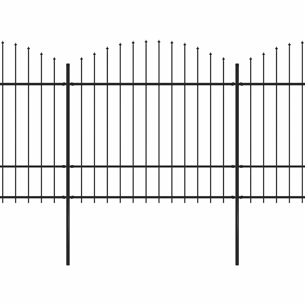 Vidaxl Garden Fence con Spears Top (1,5-1,75) x3,4 m in acciaio nero