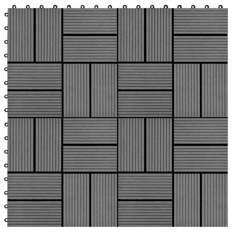 VidaXL 22 st Terrastegels 30x30 cm 2 m² HKC grijs