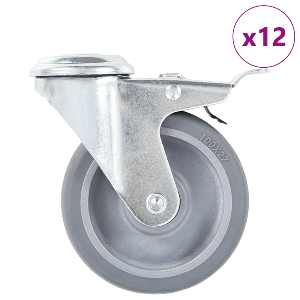 Vidaxl 12 ST giratorios con agujeros de perno 100 mm