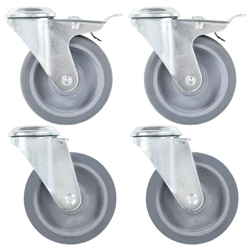 Vidaxl 8 ° Ruedas giratorias con agujeros de perno 100 mm