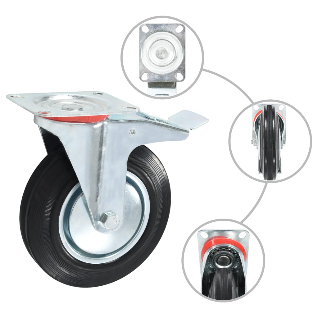 Vidaxxl 8 piezas ruedas giratorias 200 mm