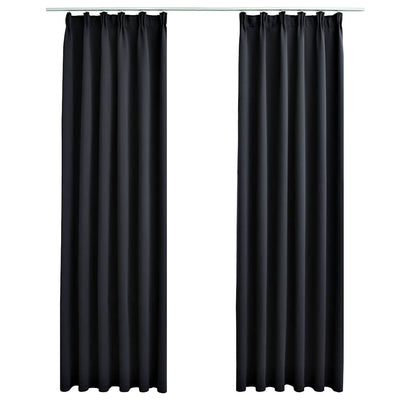 Cortinas de Vidaxl Blackout con ganchos 2 ST 140x225 cm Negro