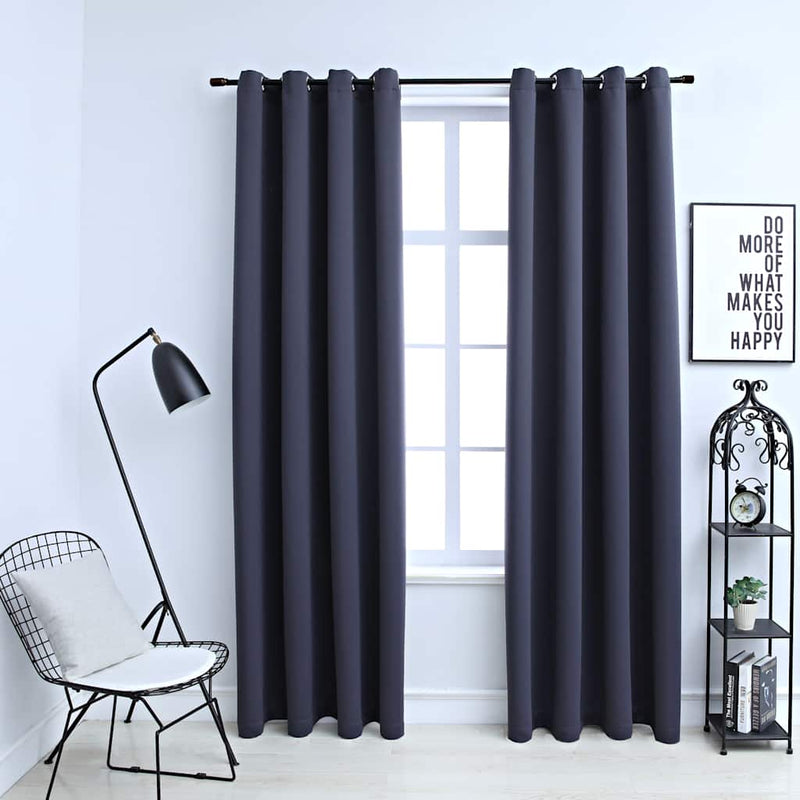 Tende oscuranti Vidaxx con anelli 2 pz 140x175 cm antracite