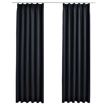 Cortinas Vidaxl oscureciendo con ganchos 2 ST 140x225 cm antracita