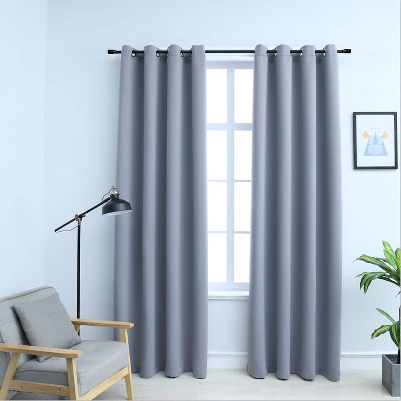 Tenda oscurante VidaXL con anelli in metallo 2 pz 140x175 cm grigia