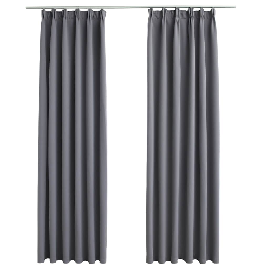 Cortinas Vidaxl Blackout con ganchos 2 PCS 140x245 cm Gray