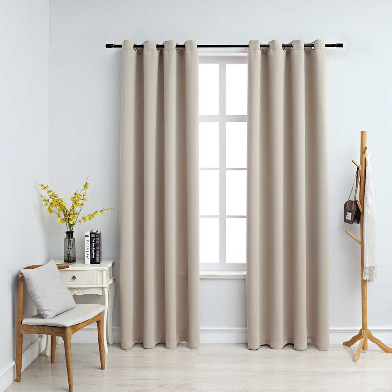 Curta di Vidaxl Dannocchia con anelli di metallo 2 ST 140x245 cm beige