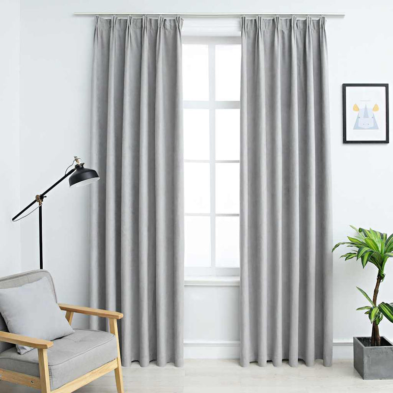 Cortinas de Vidaxl Blackout con ganchos 2 PCS 140x225 cm Gray
