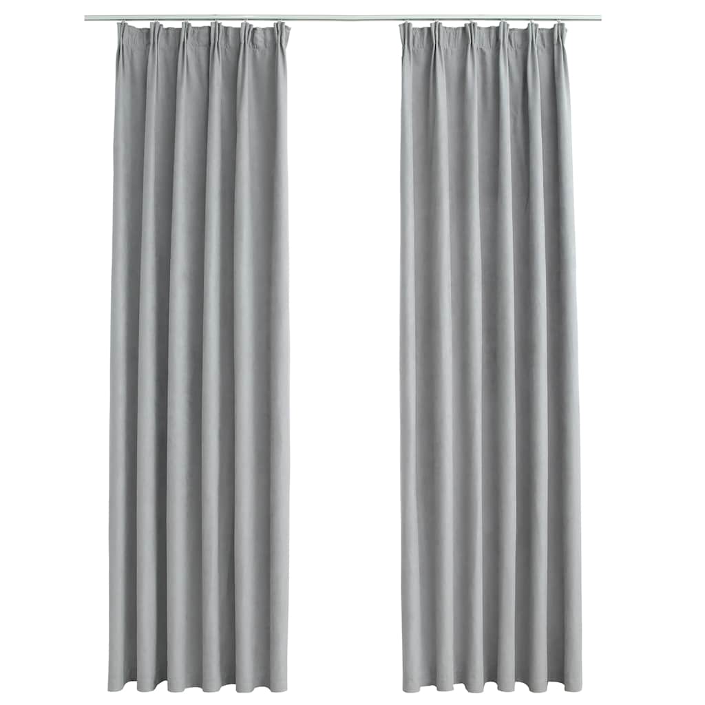 Vidaxl tende blackout con ganci 2 pezzi 140x245 cm grigio