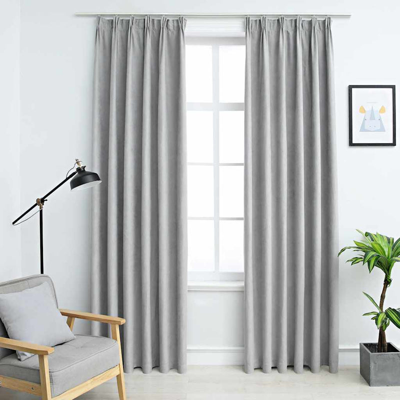 Cortinas Vidaxl Blackout con ganchos 2 PCS 140x245 cm Gray