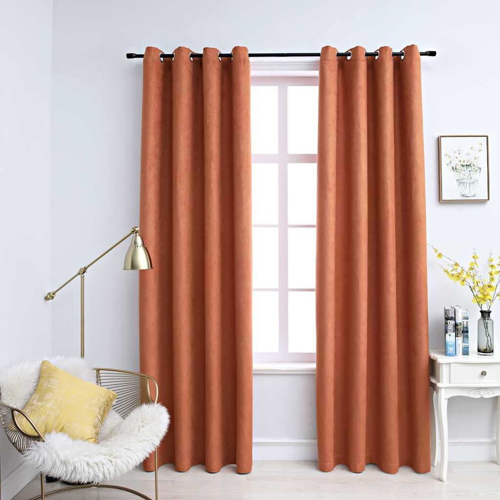 Cortinas de Vidaxl apagada con anillos 2 st 140x175 cm de óxido
