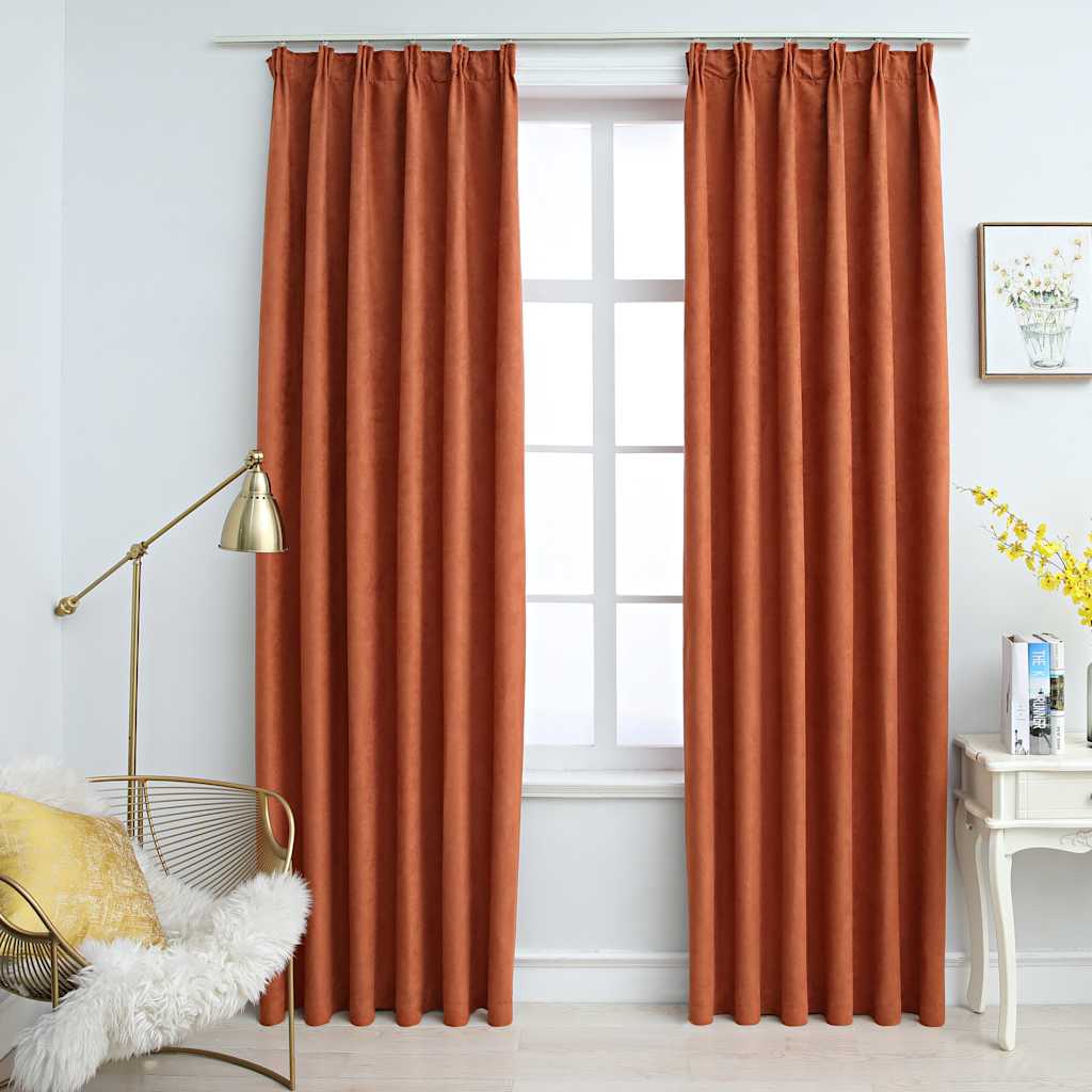 Cortinas de Vidaxl Blackout con ganchos 2 ST 140x225 cm de óxido