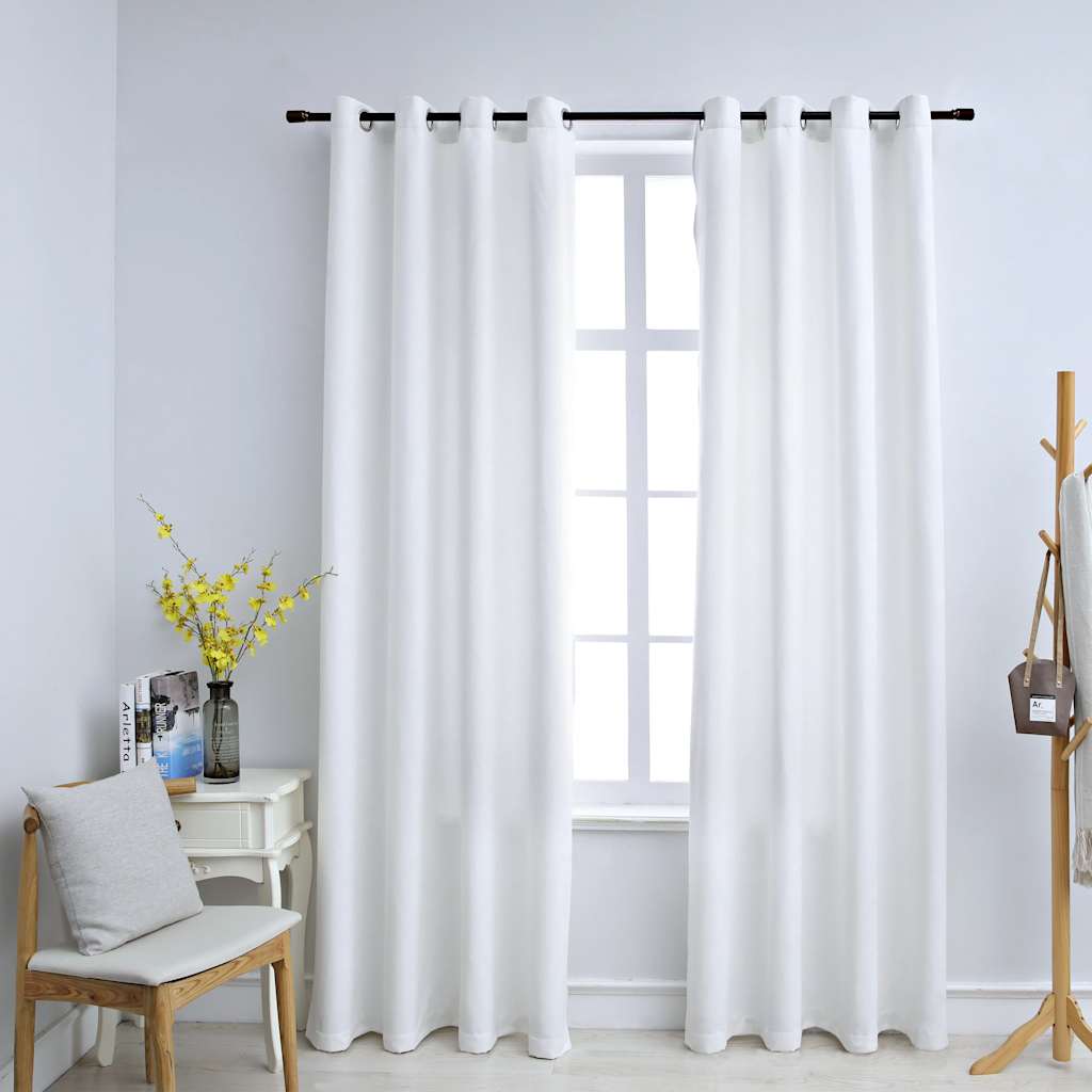 Cortinas de Vidaxl apagada con anillos 2 st 140x245 cm blanco roto