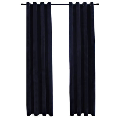 Blackout de cortina de Vidaxl con anillos 2 ST 140x175 CM Velvet Negro