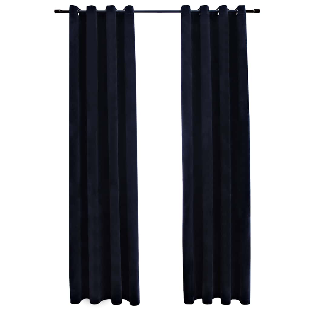 Vidaxl Curtain Blackout con anelli 2 St 140x225 cm Velvet Nero