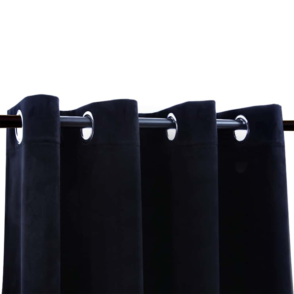 Vidaxl Curtain Blackout con anelli 2 St 140x225 cm Velvet Nero