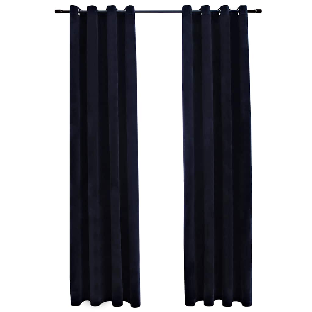 Vidaxl Curtain Blackout con anelli 2 St 140x245 cm Velvet Nero