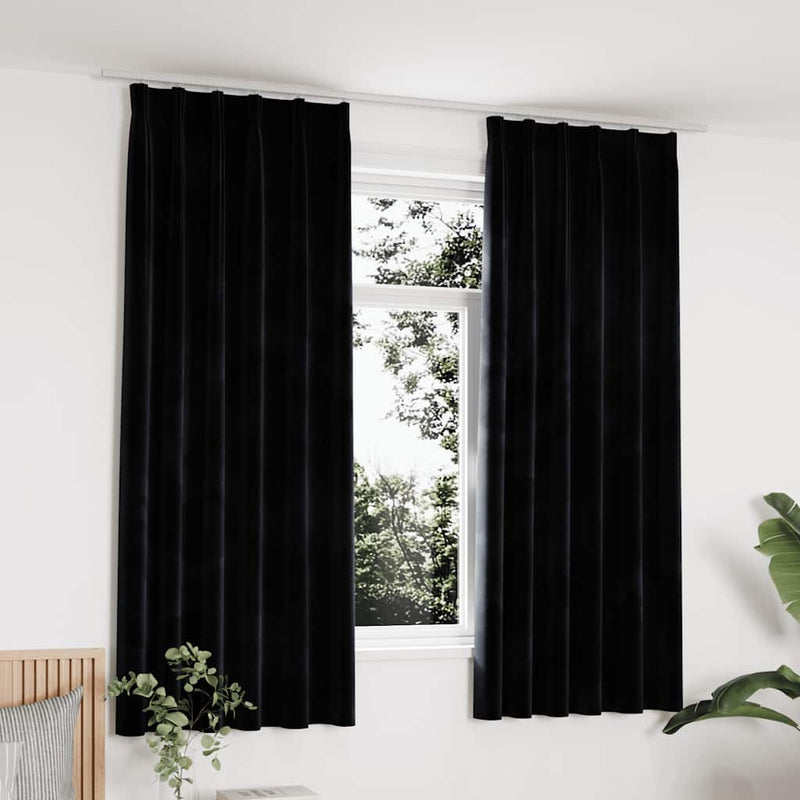 Vidaxl tende blackout 2 m con ganci 140x175 cm di velluto nero