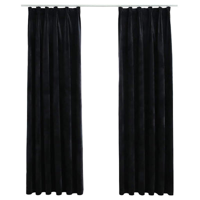 Cortinas Vidaxl apagadas 2 STS con ganchos 140x225 cm de terciopelo negro