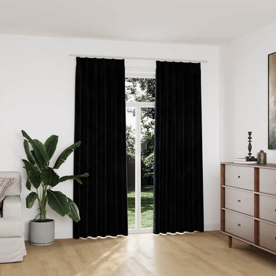 Cortinas Vidaxl apagadas 2 STS con ganchos 140x225 cm de terciopelo negro