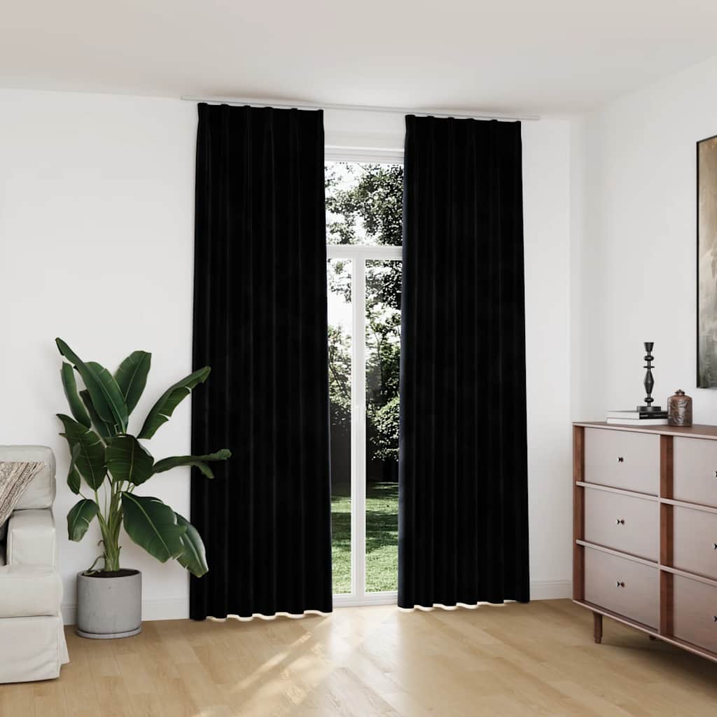 Vidaxl tende blackout 2 m con ganci 140x245 cm di velluto nero