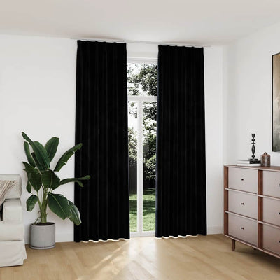 Cortinas de Vidaxl apagado 2 sts con ganchos 140x245 cm de terciopelo negro