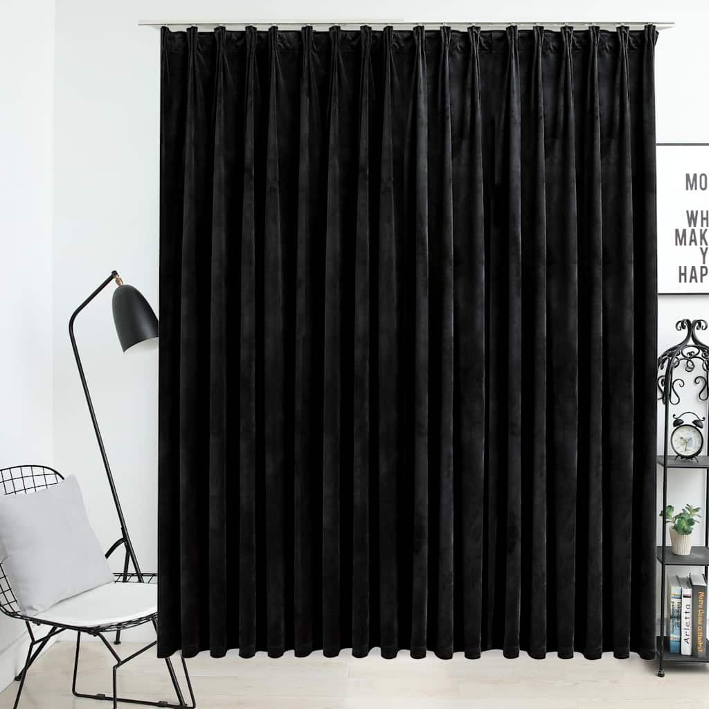 Blackout de cortina de Vidaxl con ganchos 290x245 cm Velvet Negro