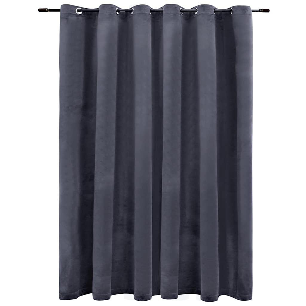 Blackout de cortina Vidaxl con anillos 290x245 cm de terciopelo antracita