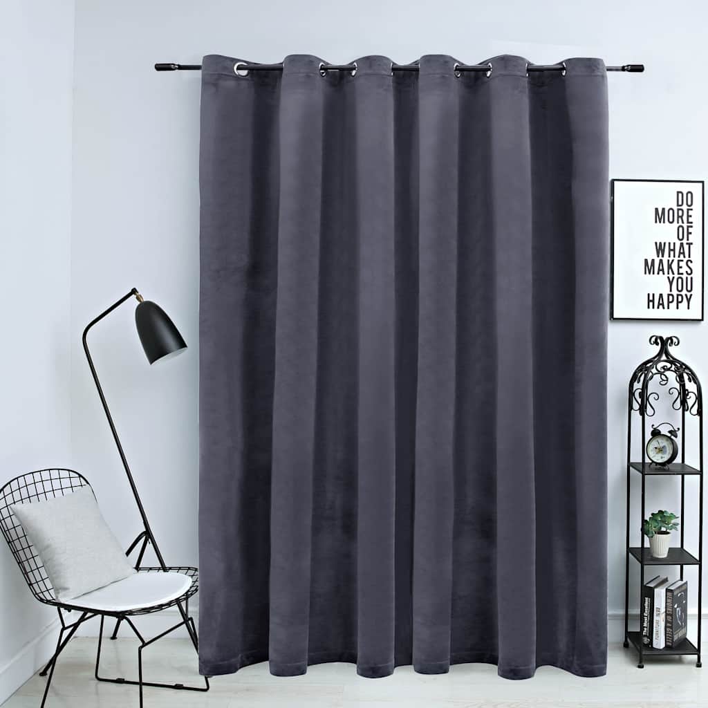 Blackout de cortina Vidaxl con anillos 290x245 cm de terciopelo antracita