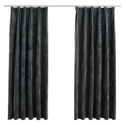 Cortinas Vidaxl apagadas 2 STS con ganchos 140x175 cm de terciopelo anthracita