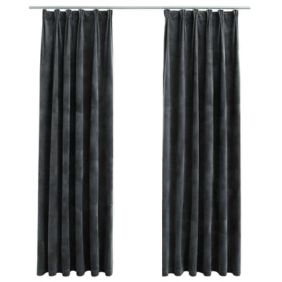 Vidaxl gordijnen verduisterend 2 st met haken 140x225 cm fluweel antraciet