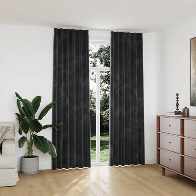 Cortinas Vidaxl apagadas 2 STS con ganchos de 140x245 cm de terciopelo antracita