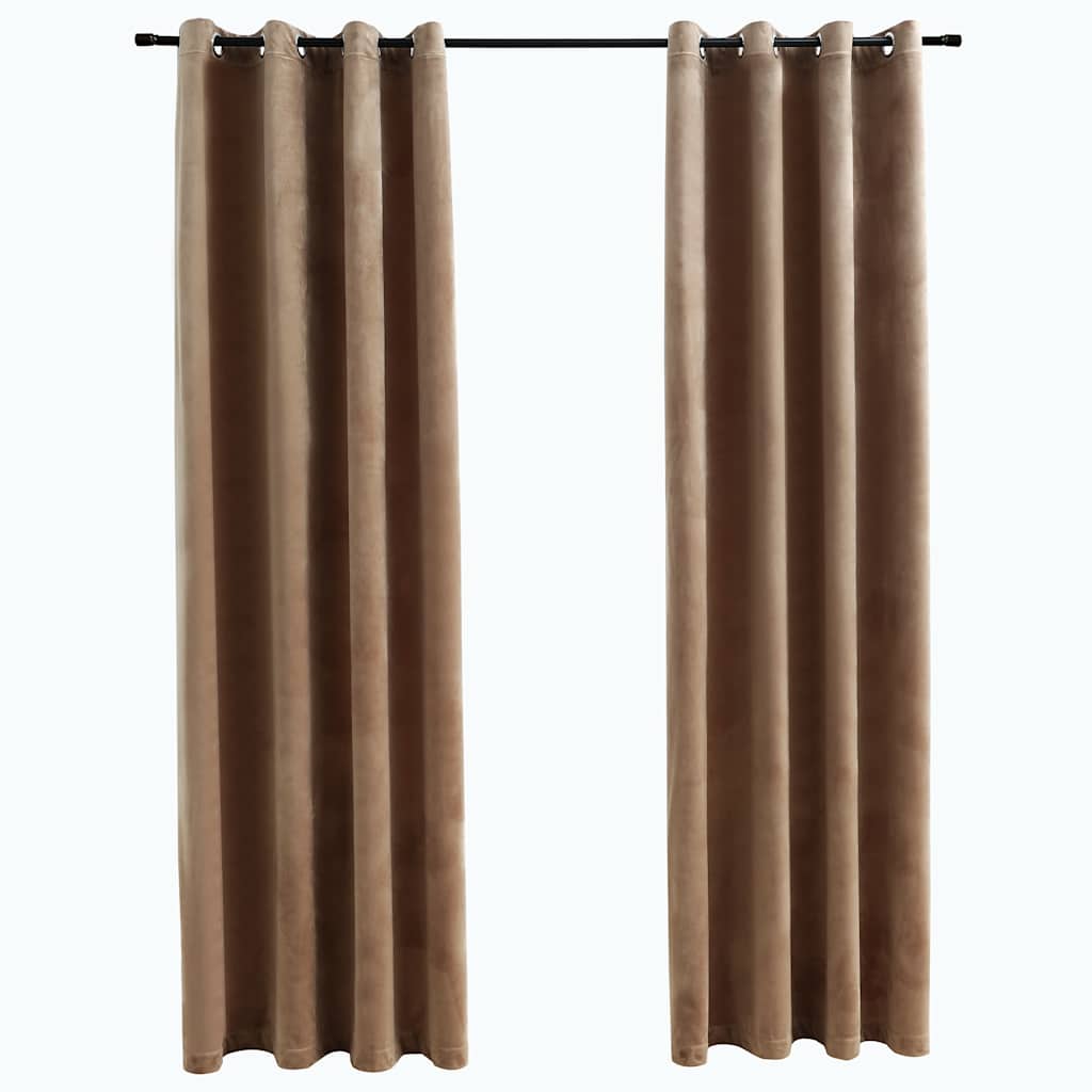 Vidaxl Curtain Danning con anelli 2 St 140x225 cm Velvet beige