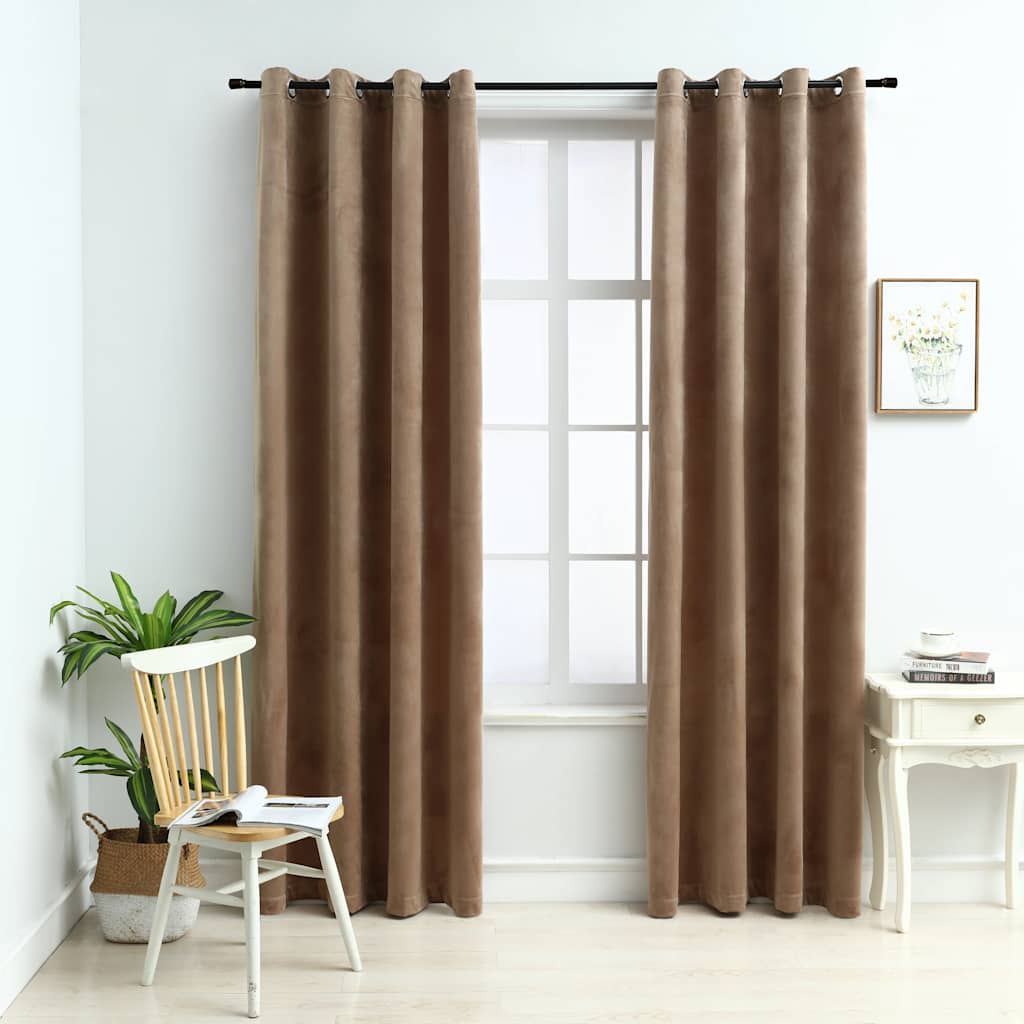 Vidaxl Curtain Danning con anelli 2 St 140x225 cm Velvet beige