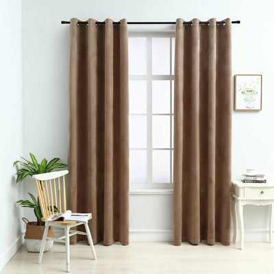 Blackout de cortina de Vidaxl con anillos 2 st 140x245 cm Velvet beige